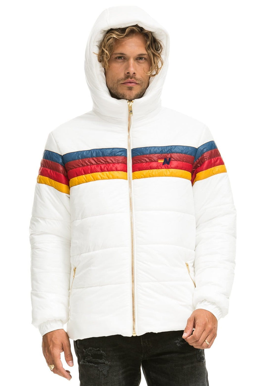 Retro 4 STRIPE LUXE TREKKER JACKET - GLOSSY WHITE