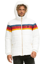 Retro 4 STRIPE LUXE TREKKER JACKET - GLOSSY WHITE