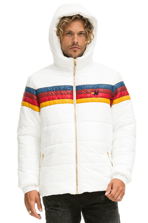 Retro 4 STRIPE LUXE TREKKER JACKET - GLOSSY WHITE