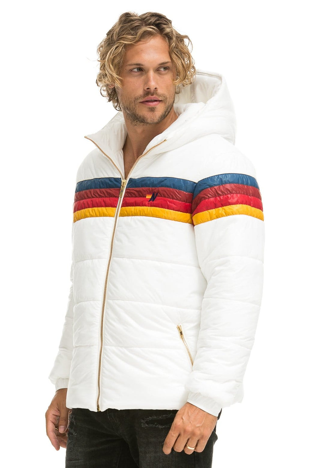Retro 4 STRIPE LUXE TREKKER JACKET - GLOSSY WHITE