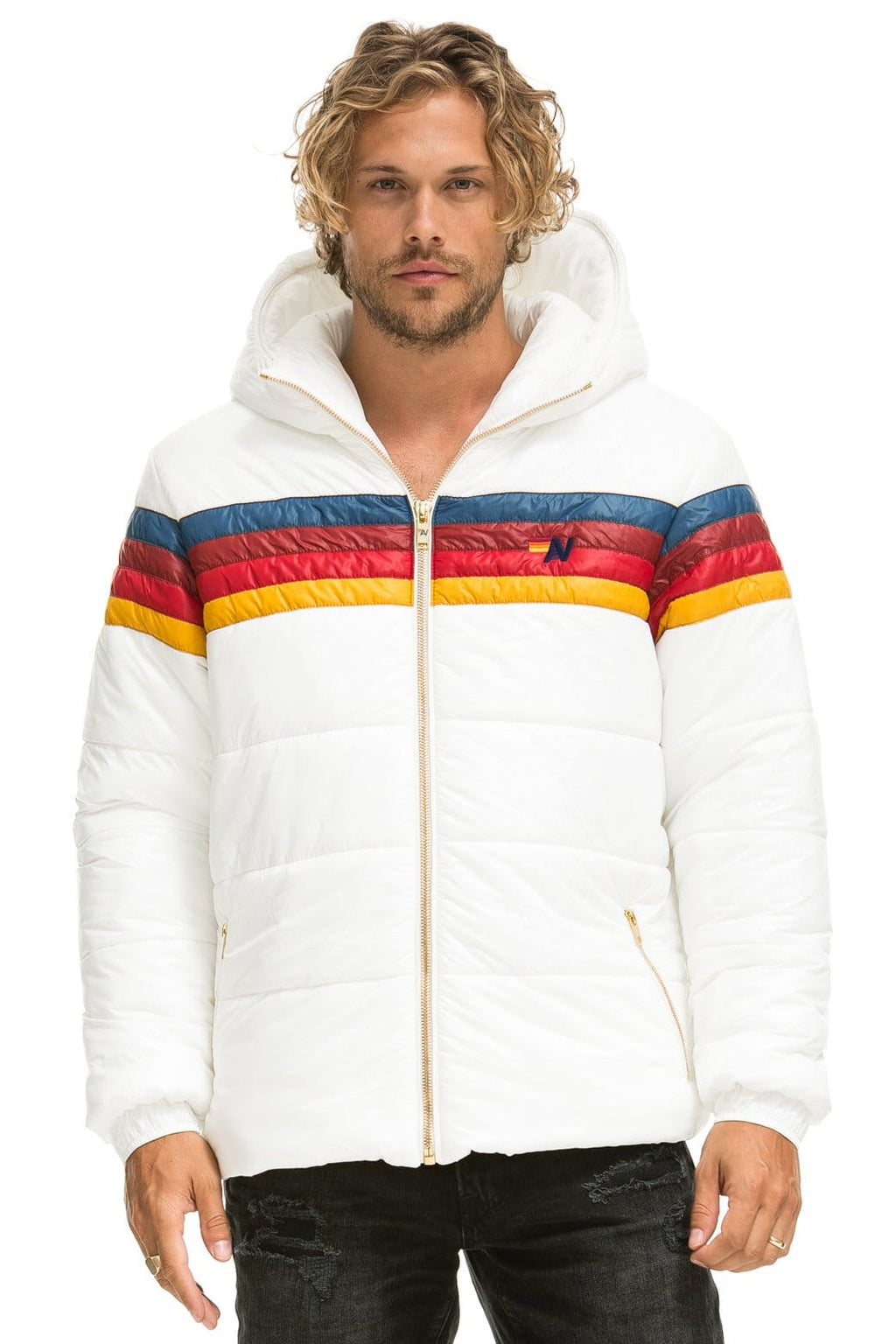 Retro 4 STRIPE LUXE TREKKER JACKET - GLOSSY WHITE