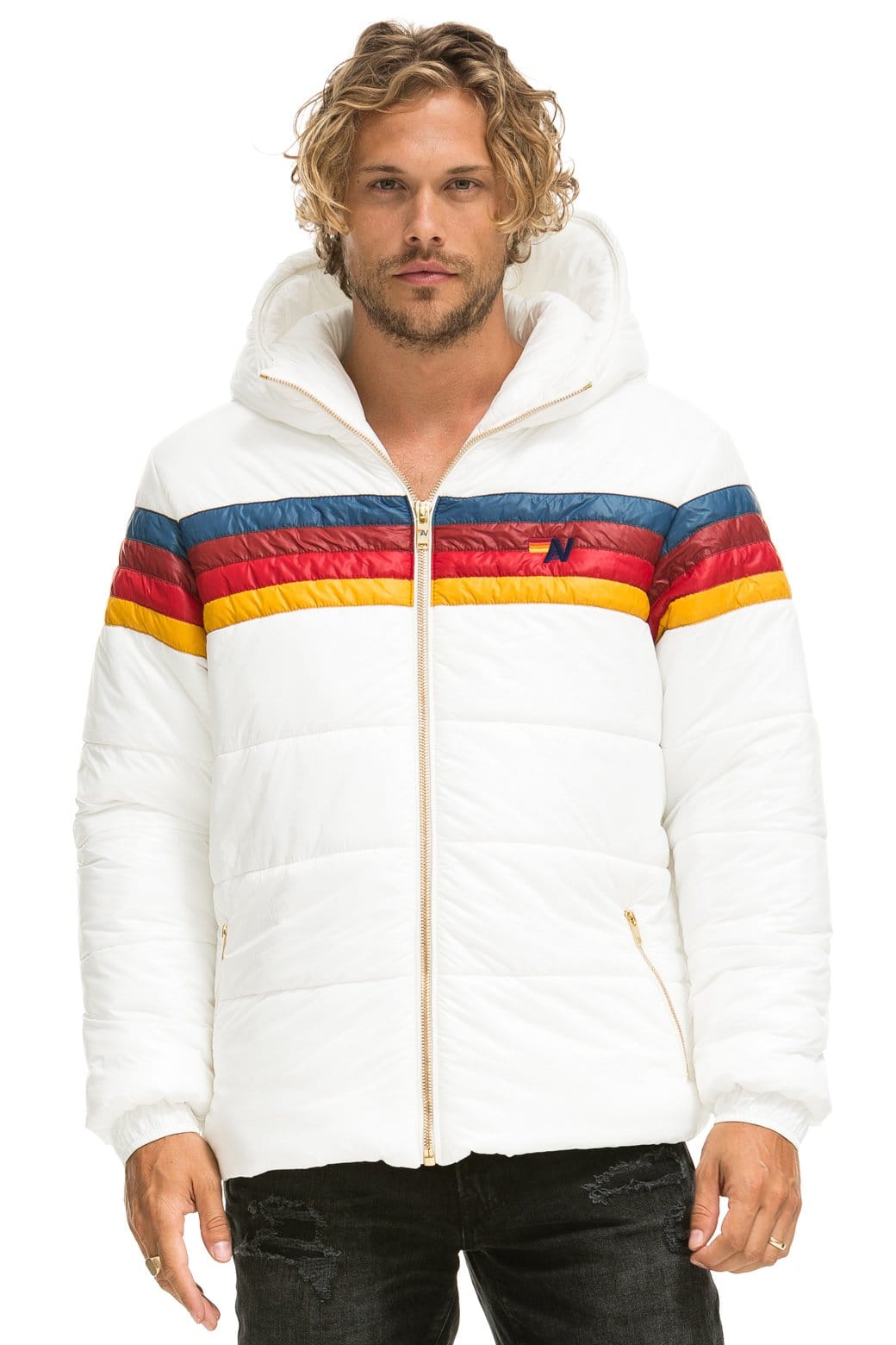 Retro 4 STRIPE LUXE TREKKER JACKET - GLOSSY WHITE