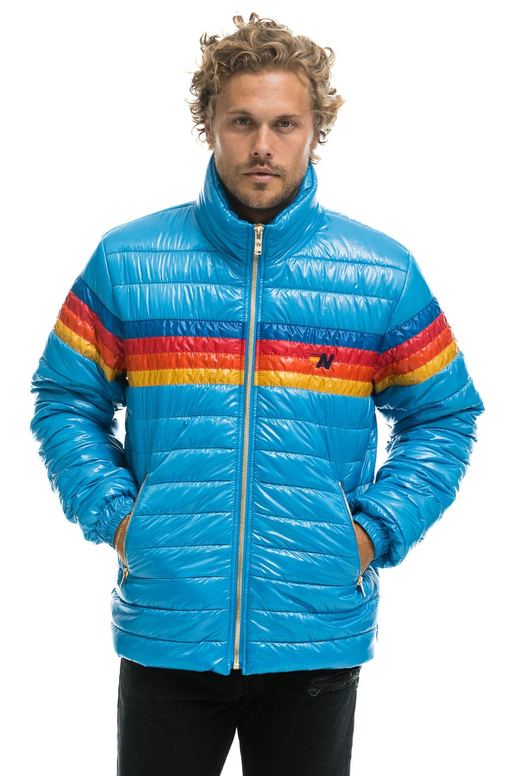 Retro 4 STRIPE TRAVELER JACKET - OCEAN GLOSSY