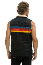 Retro MENS 4 STRIPE VEST SHERPA - BLACK
