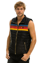 Retro MENS 4 STRIPE VEST - BLACK