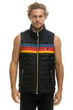 Retro MENS 4 STRIPE VEST SHERPA - BLACK