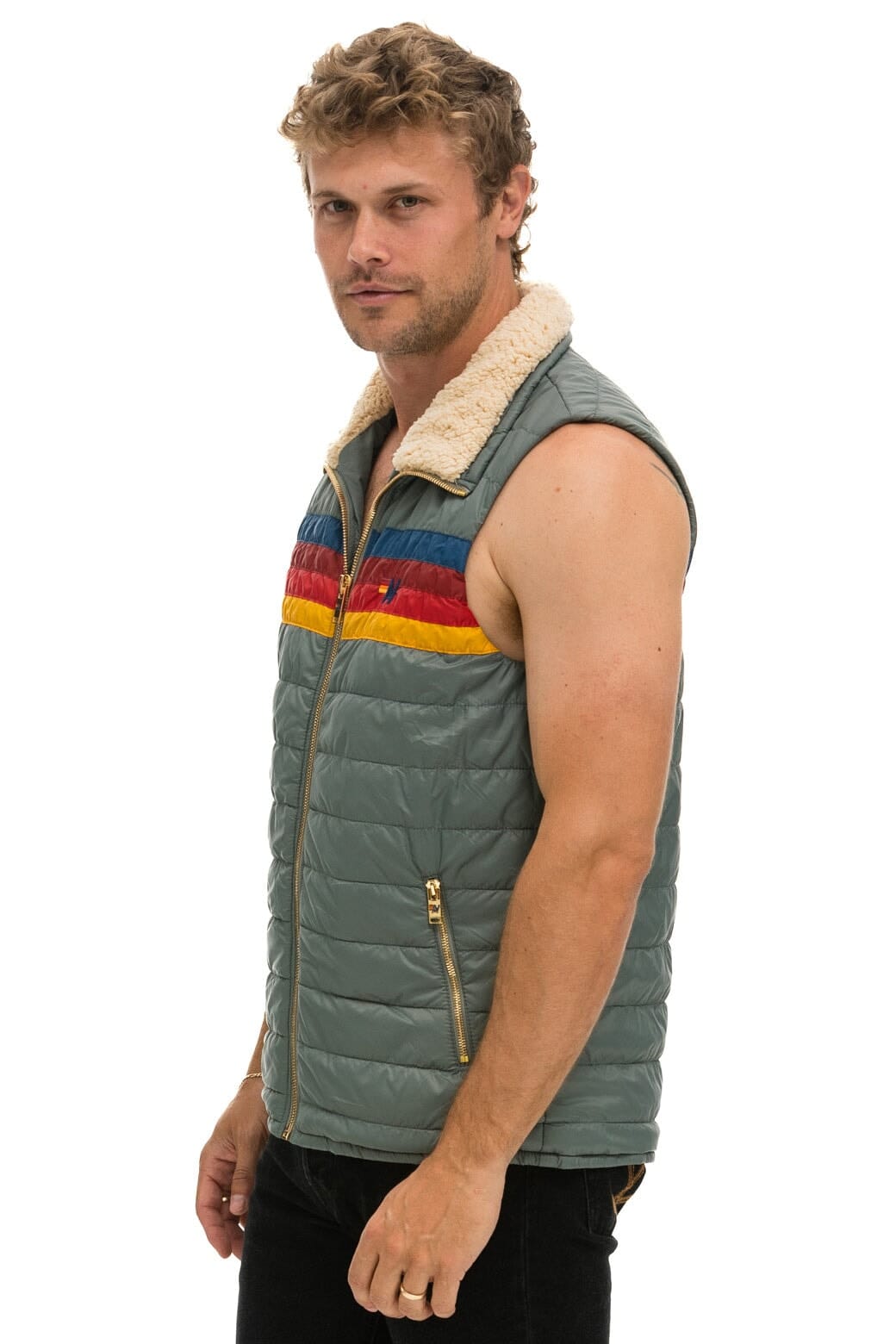 Retro MENS 4 STRIPE VEST SHERPA - SEDONA