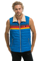 Retro MENS 4 STRIPE VEST SHERPA- SNORKEL BLUE