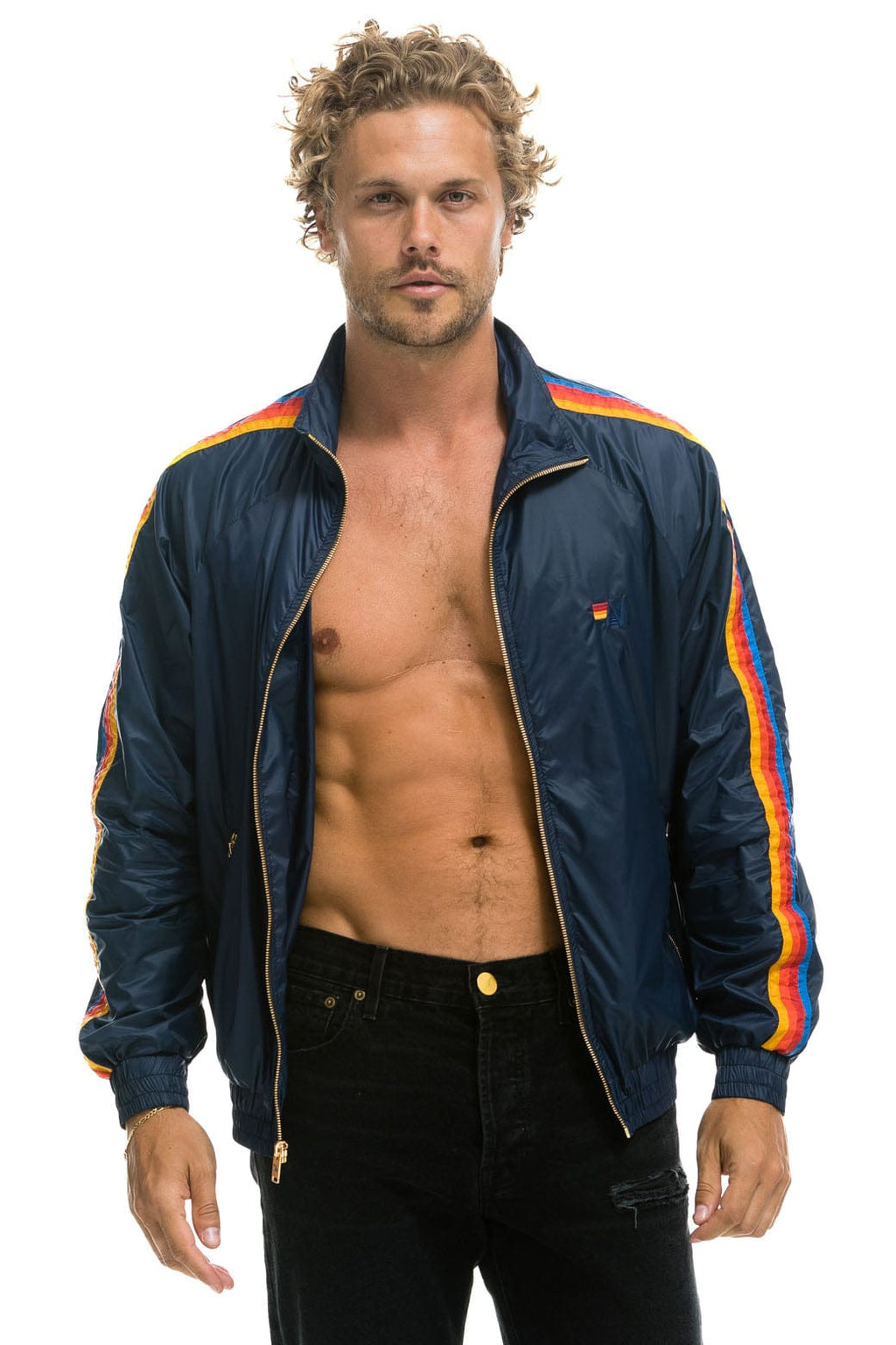 Retro MENS 4 STRIPE WINDBREAKER - NAVY