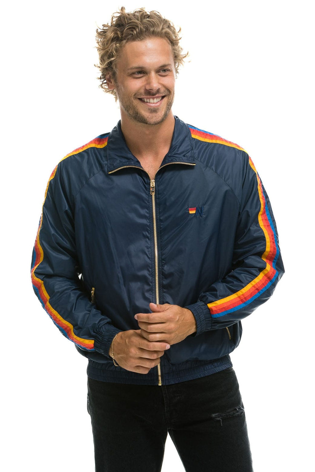 Retro MENS 4 STRIPE WINDBREAKER - NAVY
