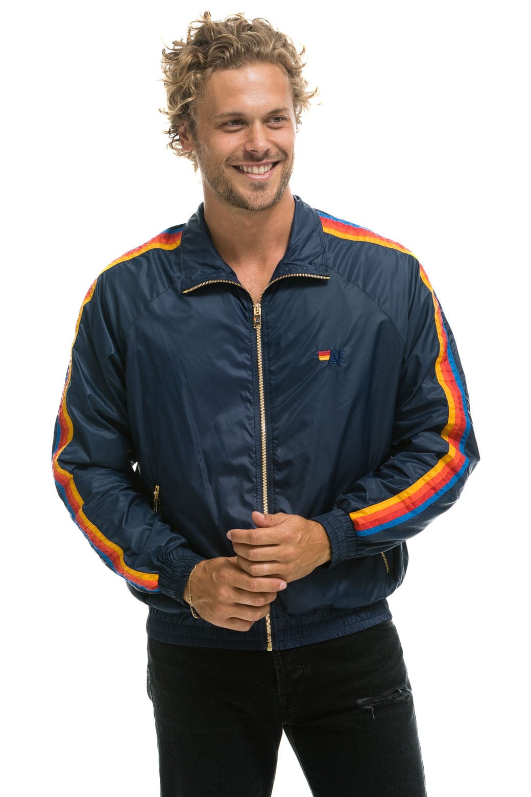 Retro MENS 4 STRIPE WINDBREAKER - NAVY