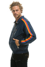 Retro MENS 4 STRIPE WINDBREAKER - NAVY