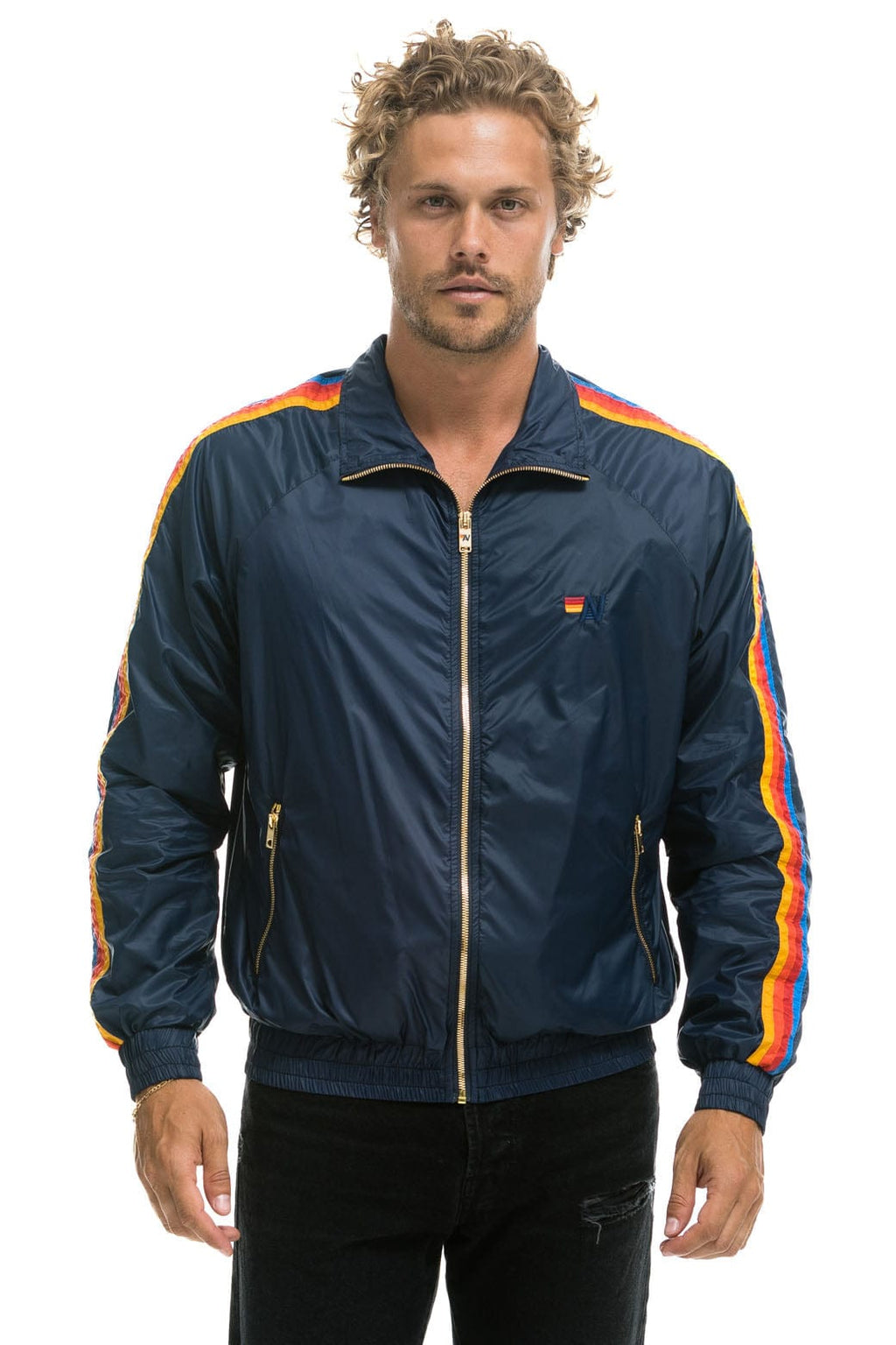 Retro MENS 4 STRIPE WINDBREAKER - NAVY