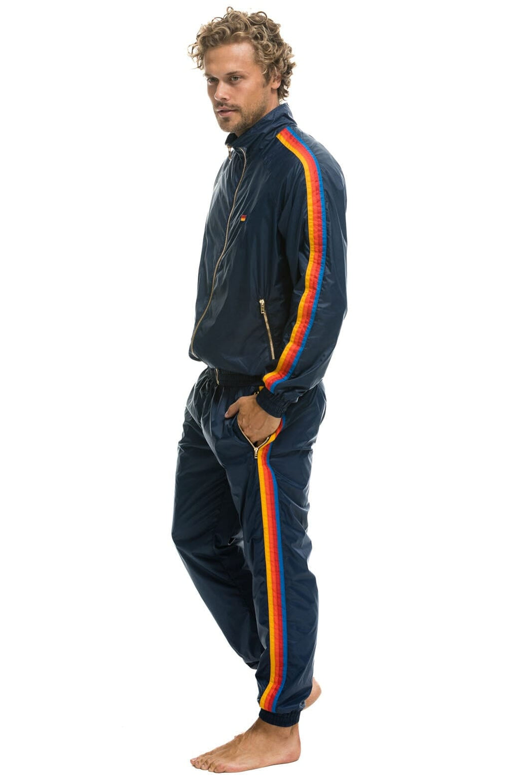 Retro MENS 4 STRIPE WINDBREAKER - NAVY