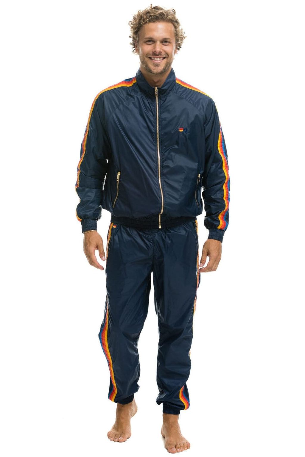 Retro MENS 4 STRIPE WINDBREAKER - NAVY