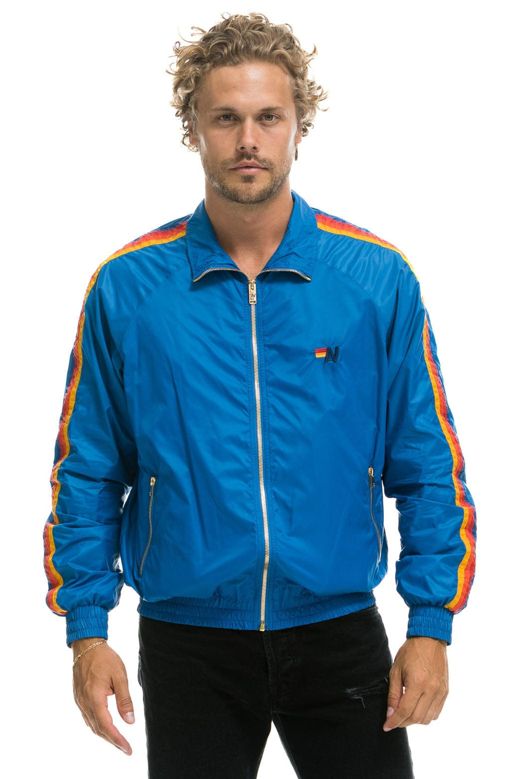 Retro MENS 4 STRIPE WINDBREAKER - SNORKEL BLUE