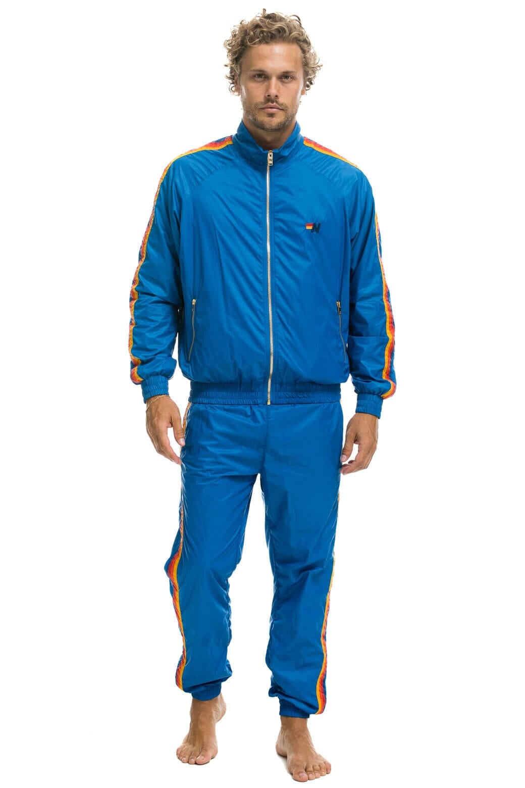 Retro MENS 4 STRIPE WINDBREAKER - SNORKEL BLUE
