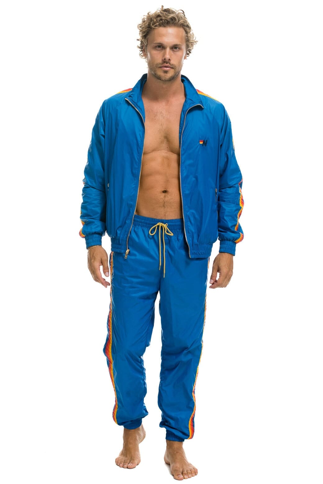 Retro MENS 4 STRIPE WINDBREAKER - SNORKEL BLUE
