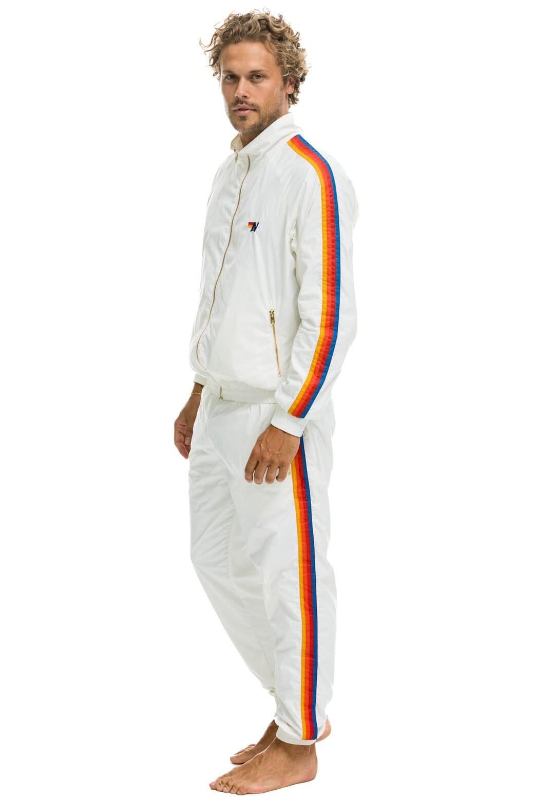 Retro MENS 4 STRIPE WINDBREAKER - WHITE