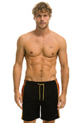 Retro MENS 5 STRIPE FLEX SHORTS 7 INCH - BLACK