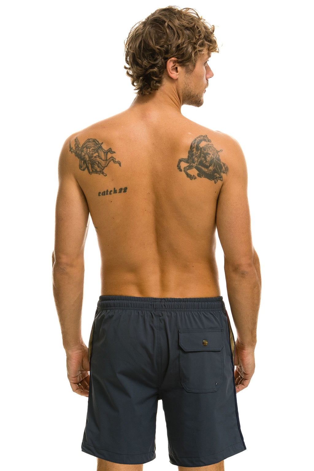 Retro MENS 5 STRIPE FLEX SHORTS 7 INCH - TITANIUM