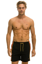 Retro MENS 5 STRIPE FLEX SHORTS - BLACK