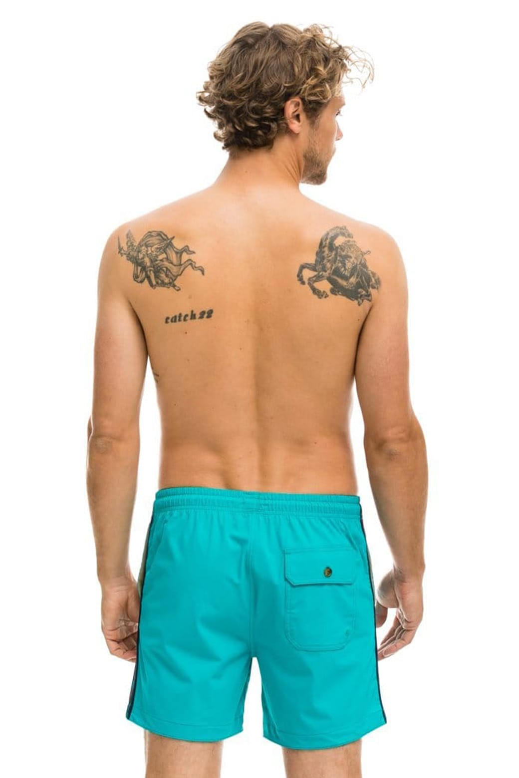 Retro MENS 5 STRIPE FLEX SHORTS - JADE