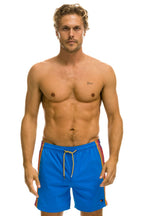 Retro MENS 5 STRIPE FLEX SHORTS - PARROT BLUE