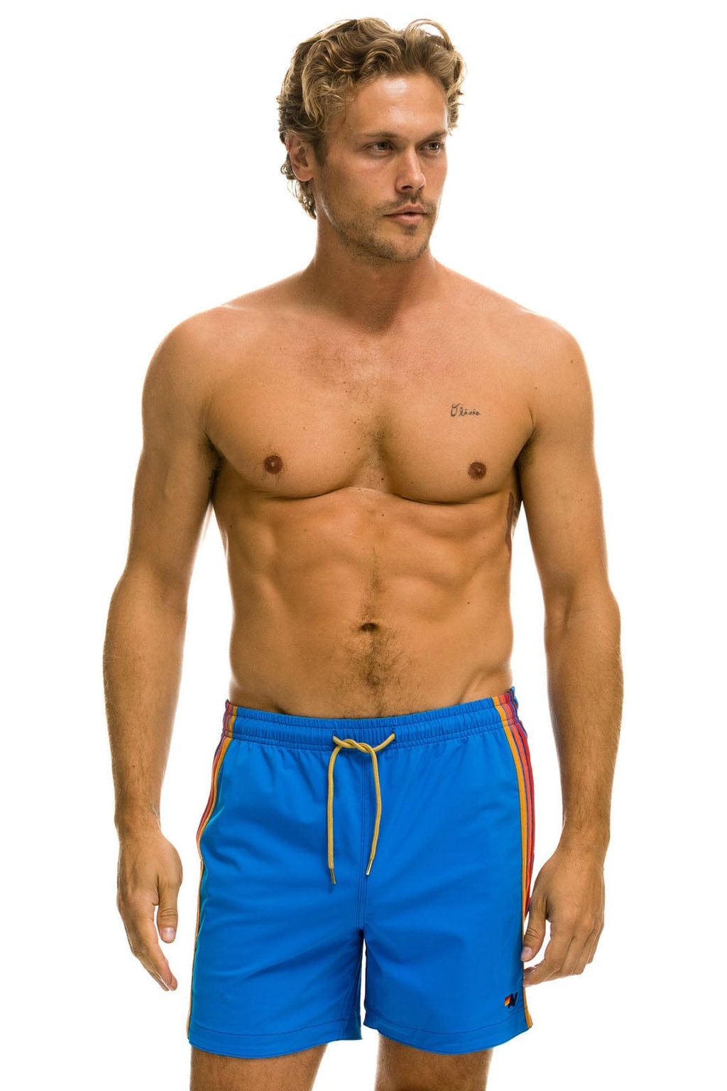 Retro MENS 5 STRIPE FLEX SHORTS - PARROT BLUE