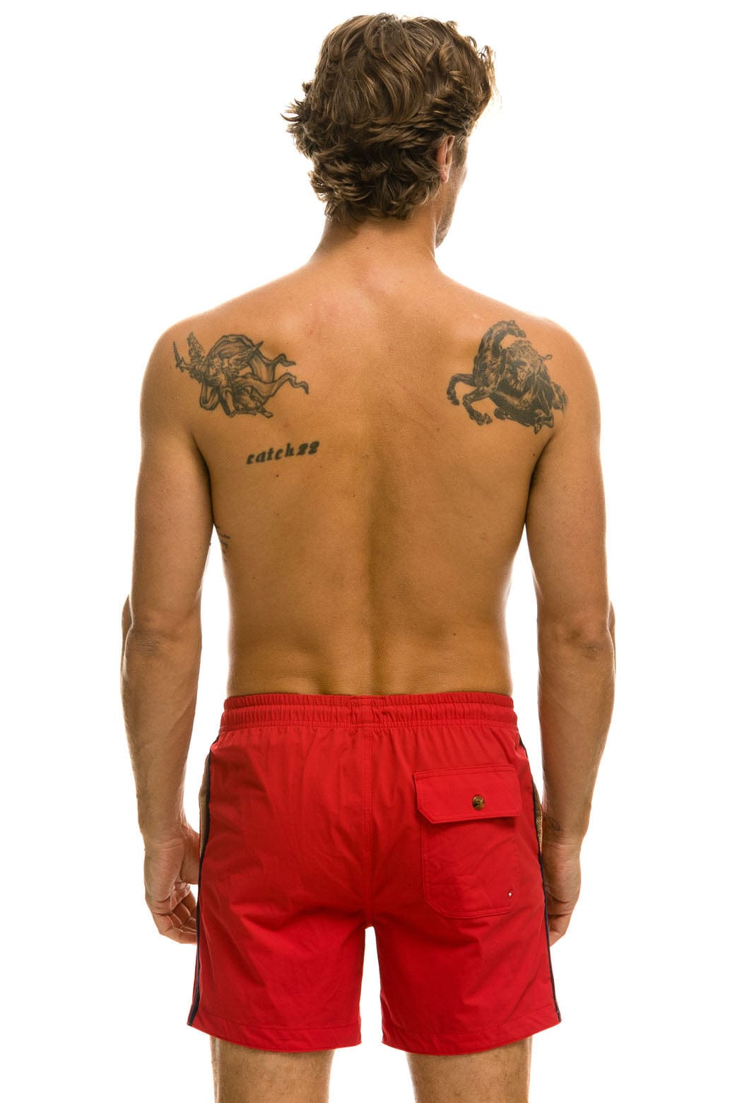 Retro MENS 5 STRIPE FLEX SHORTS - RED