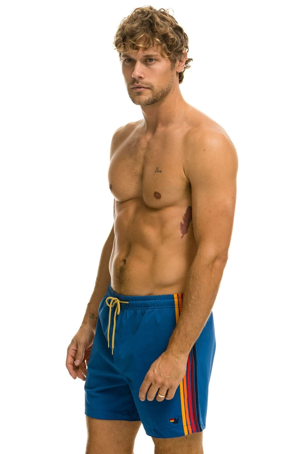 Retro MENS 5 STRIPE FLEX SHORTS - SEA