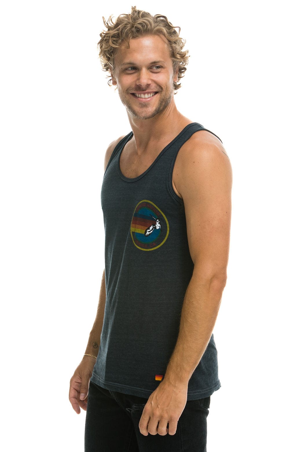 Retro MENS AVIATOR NATION VENICE TANK - CHARCOAL