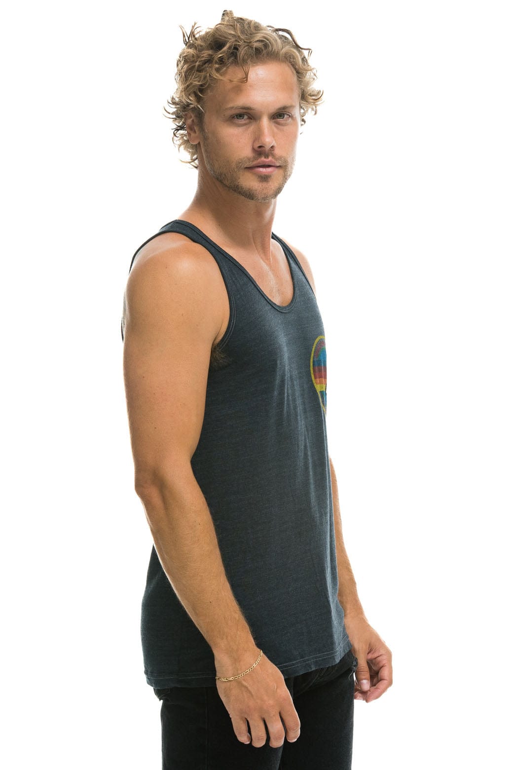 Retro MENS AVIATOR NATION VENICE TANK - CHARCOAL