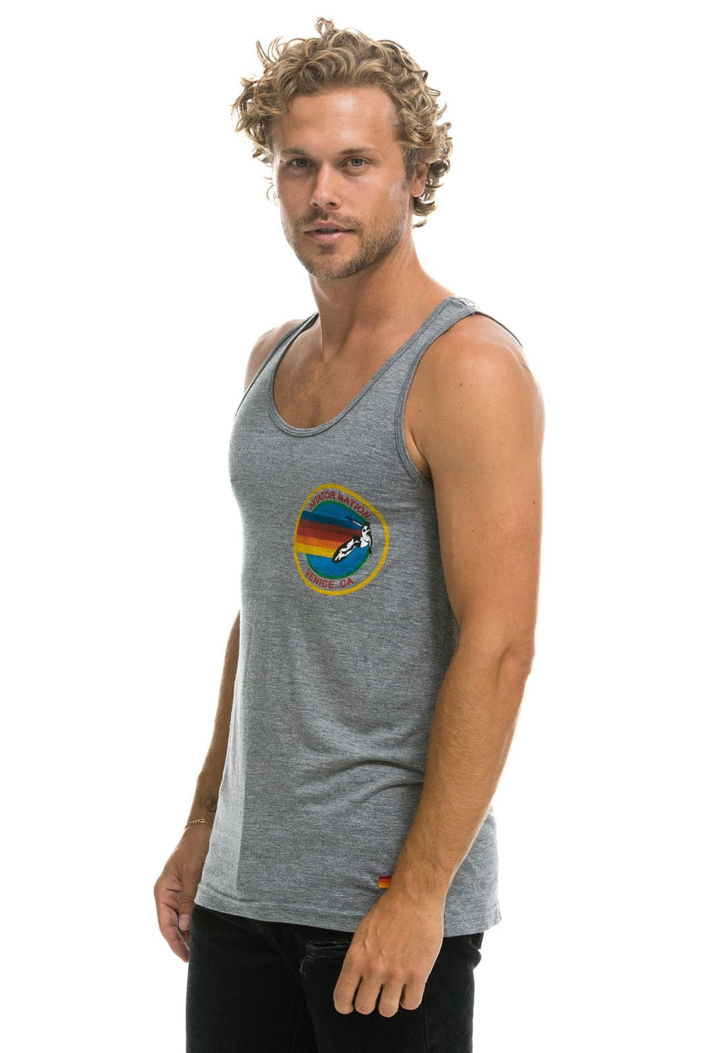 Retro MENS AVIATOR NATION VENICE TANK - HEATHER GREY