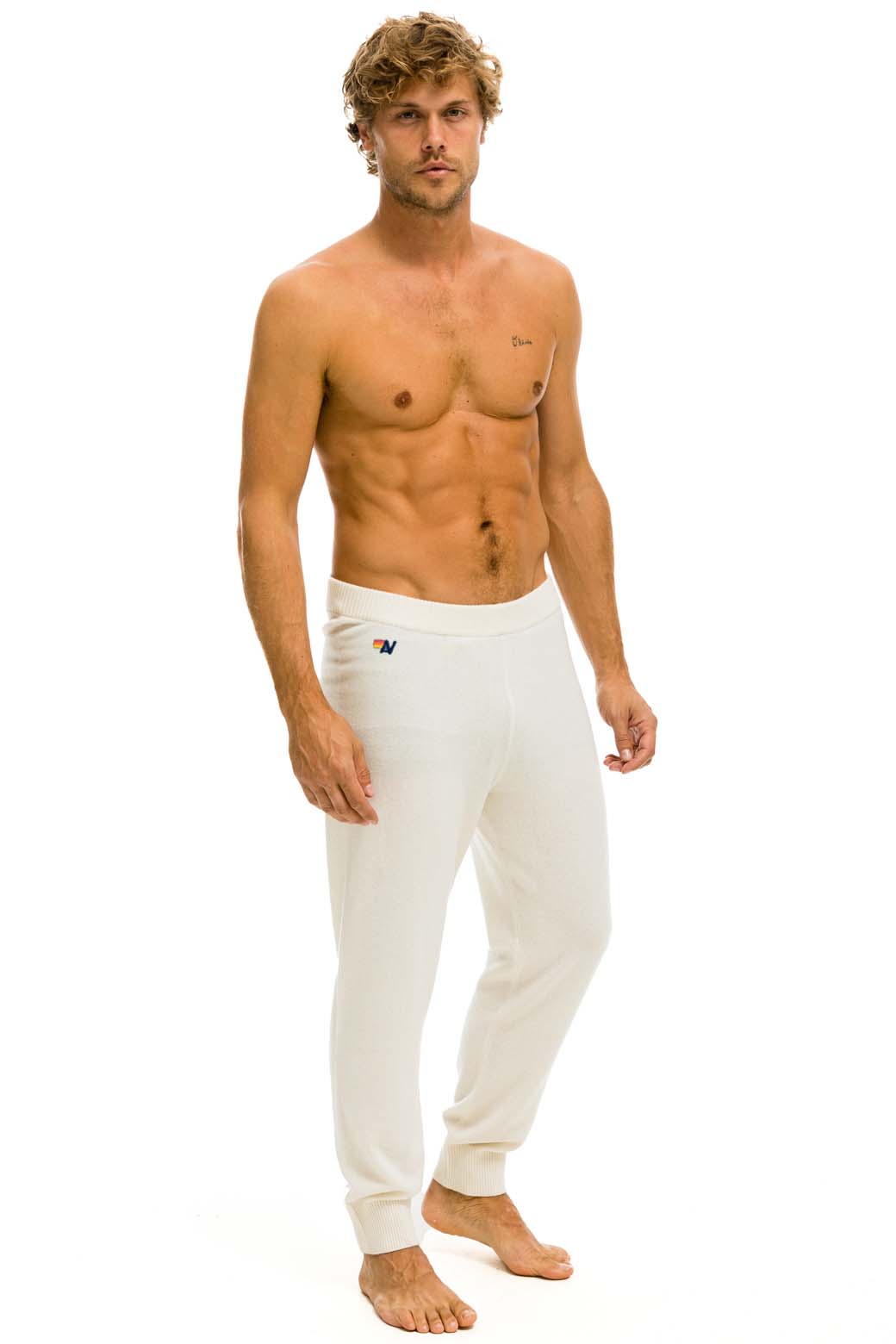 Retro MENS BOLT CASHMERE LIGHT SWEATER PANT - VINTAGE WHITE BLACK BOLT
