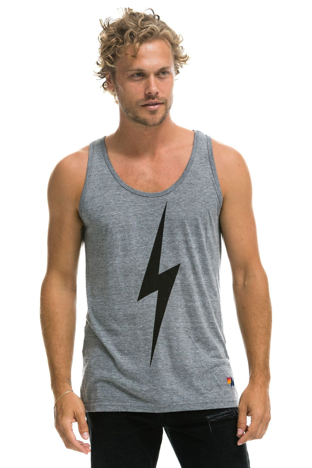 Retro MENS BOLT TANK - HEATHER GREY