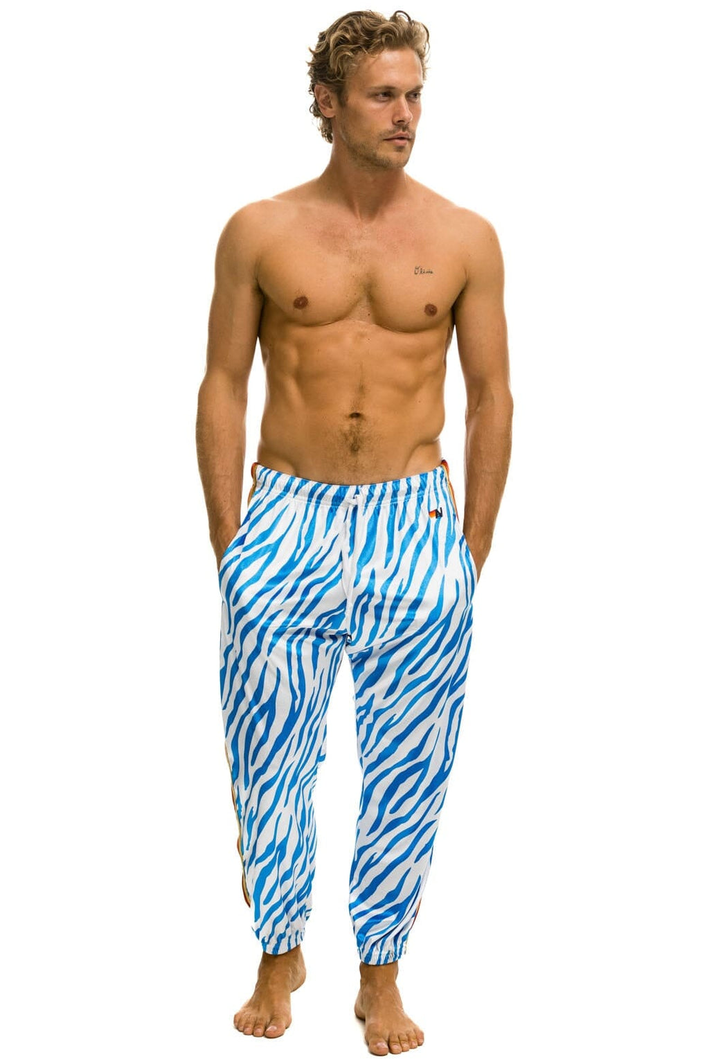 Retro CLASSIC VELVET SWEATPANTS - BLUE TIGER