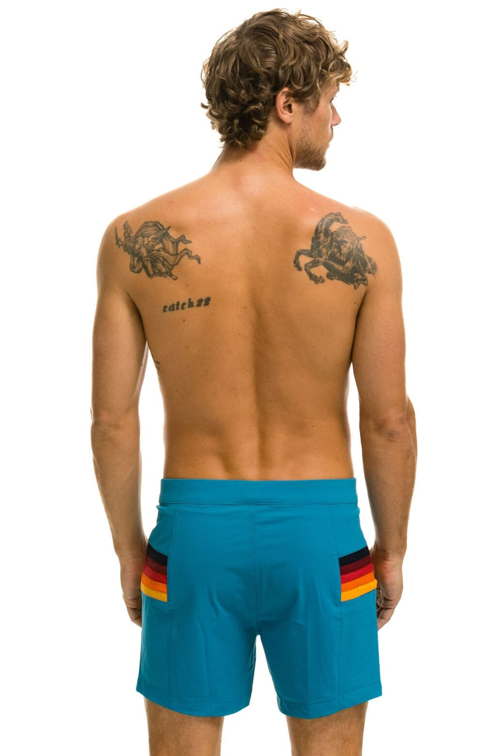 Retro MENS HORIZONTAL 5 STRIPE FLEX SHORTS - ANTIGUA