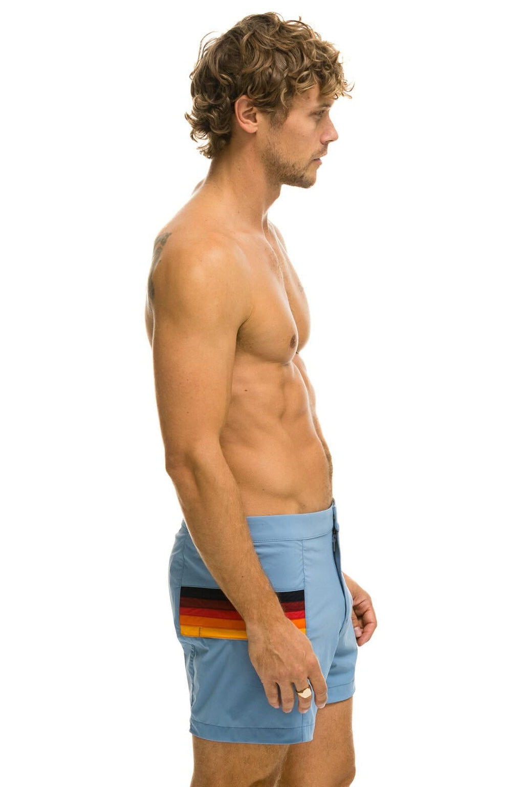 Retro MENS HORIZONTAL 5 STRIPE FLEX SHORTS - ISLANDA