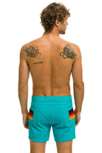 Retro MENS HORIZONTAL 5 STRIPE FLEX SHORTS - JADE