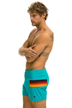 Retro MENS HORIZONTAL 5 STRIPE FLEX SHORTS - JADE