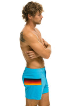 Retro MENS HORIZONTAL 5 STRIPE FLEX SHORTS - NEON BLUE