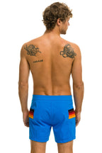 Retro MENS HORIZONTAL 5 STRIPE FLEX SHORTS - PARROT BLUE