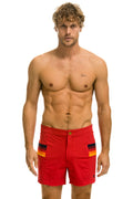 Retro MENS HORIZONTAL 5 STRIPE FLEX SHORTS - RED