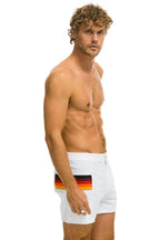 Retro MENS HORIZONTAL 5 STRIPE FLEX SHORTS - WHITE