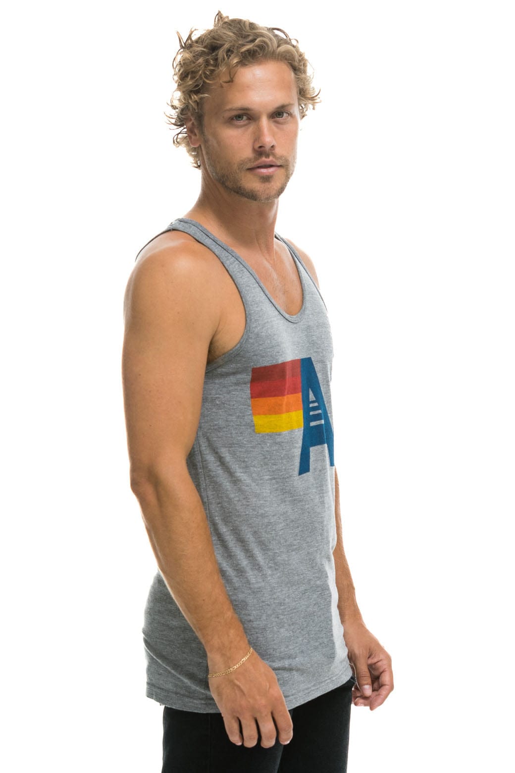 Retro MENS LOGO TANK - HEATHER GREY