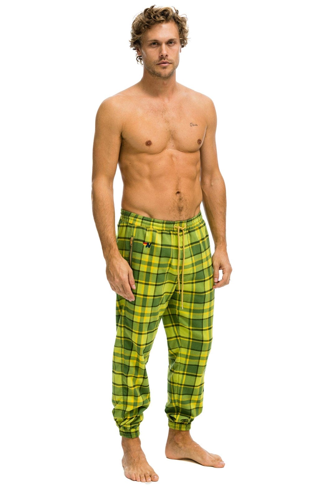 Retro UNISEX PLAID LODGE PANT - AVOCADO PLAID
