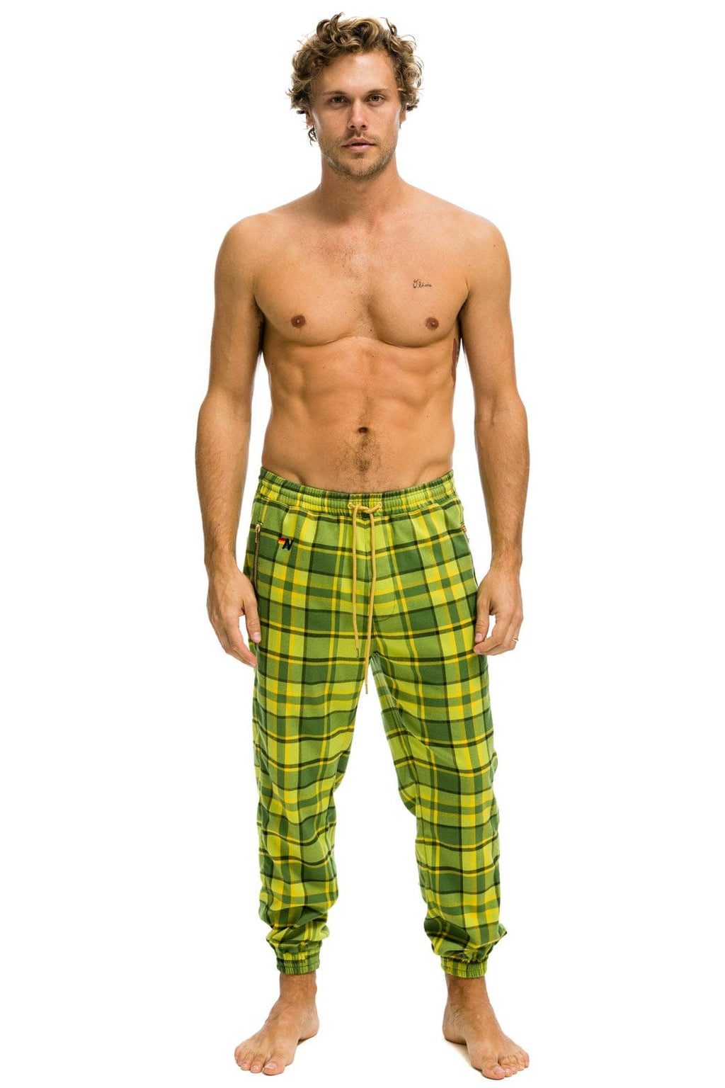 Retro UNISEX PLAID LODGE PANT - AVOCADO PLAID