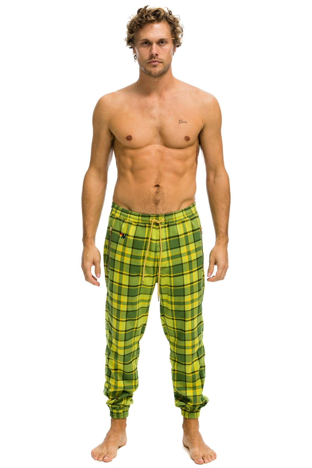 Retro UNISEX PLAID LODGE PANT - AVOCADO PLAID