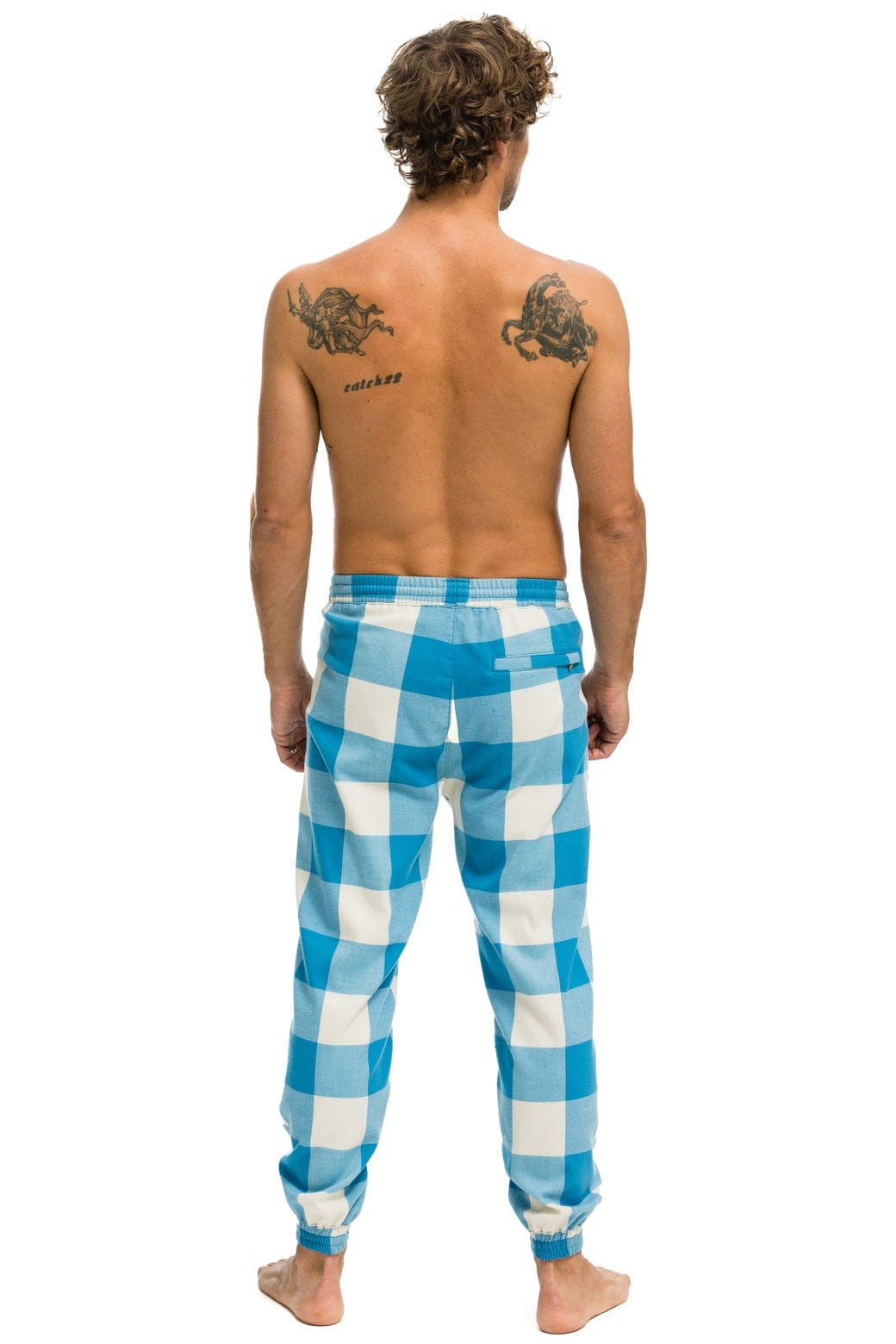 Retro UNISEX PLAID LODGE PANT - SKY PLAID